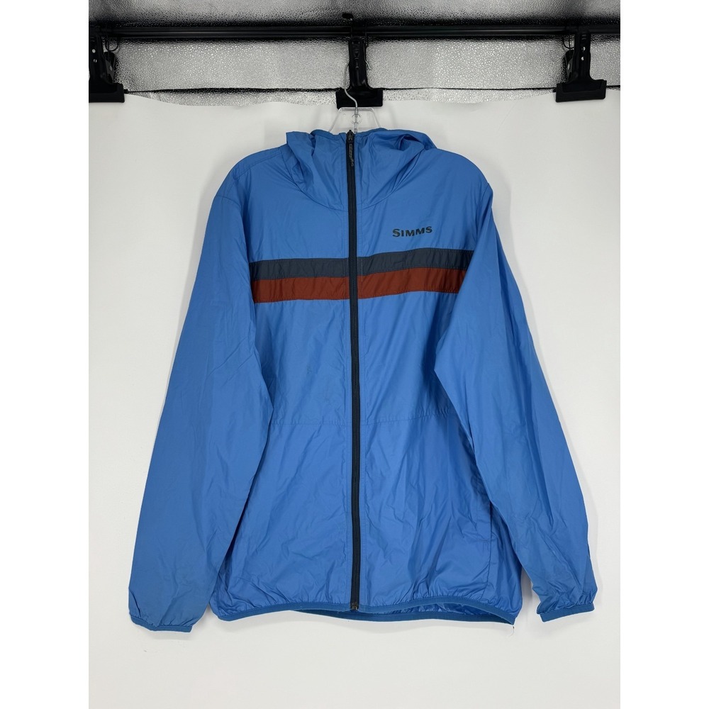 Simms Fishing Lightweight Rain Windbreaker Jacket Hooded 100% Nylon Men Medium